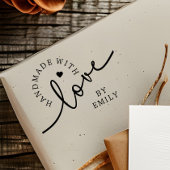 Rustic Handmade with Love Script Heart Baked Goods Zelfinktende Stempel