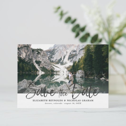 Rustic Handtekening foto opslaan Datumreactie RSVP Kaartje (Staand voorkant)