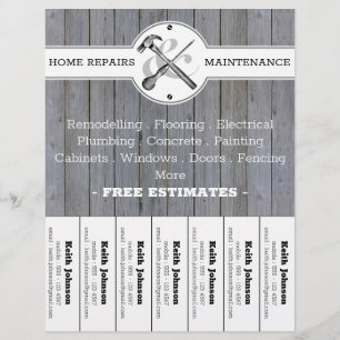 Rustic Handyman Grey Wood Bouw Flyer