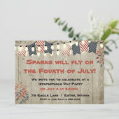 Rustic Hanging Lights Vierde uitnodiging van juli (Staand voorkant)