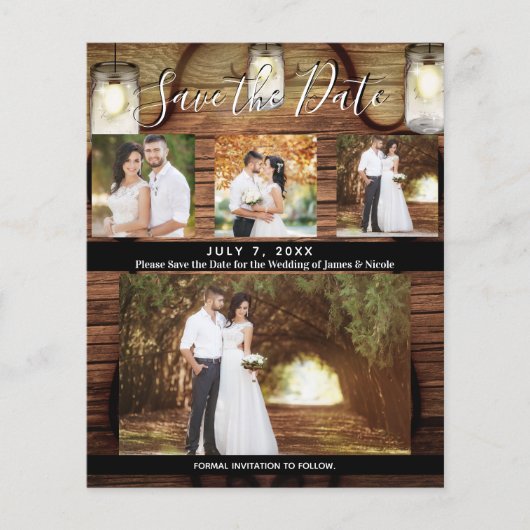 Rustic Hanging Lights Wedding Photo Save the Date (Voorkant)
