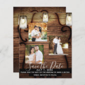 Rustic Hanging Lights Wedding Photo Save the Date (Voorkant / Achterkant)
