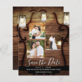 Rustic Hanging Lights Wedding Photo Save the Date (Voorkant / Achterkant)