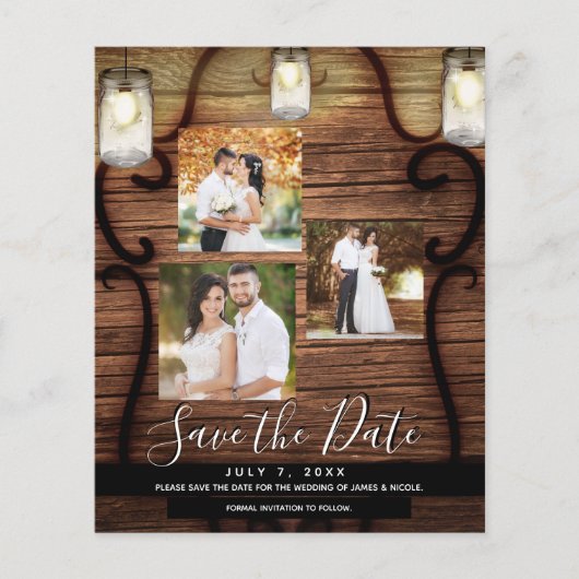 Rustic Hanging Lights Wedding Photo Save the Date (Voorkant)