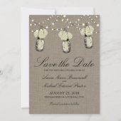 Rustic Hanging Mason Jar Hydrangea Save the Date (Voorkant)