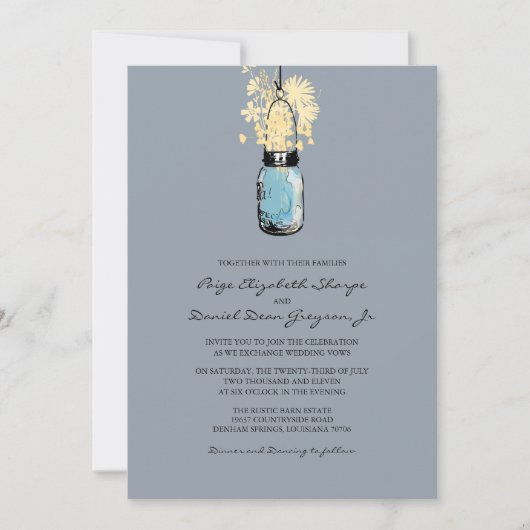 Rustic Hanging Mason Jar Wedding Kaart (Voorkant)