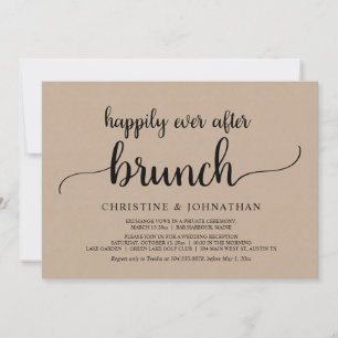 Rustic Happily Ever After Brunch Trouw Elopement Kaart