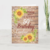 Rustic Happy 50th Birthday Floral Sunflower Kaart (Voorkant)