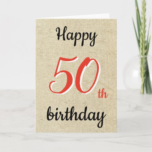 Rustic Happy Birthday Script 50e Verjaardag Kaart (Voorkant)