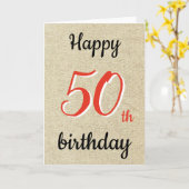 Rustic Happy Birthday Script 50e Verjaardag Kaart (Gele Bloem)