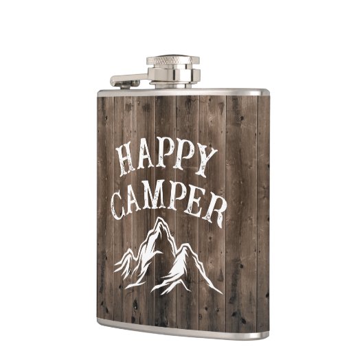 Rustic Happy Camper Adventure Camping Barn Wood Heupfles (Links)
