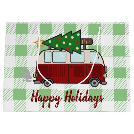 Rustic Happy Camper Kerstmis Groot Cadeauzakje (Voorkant)