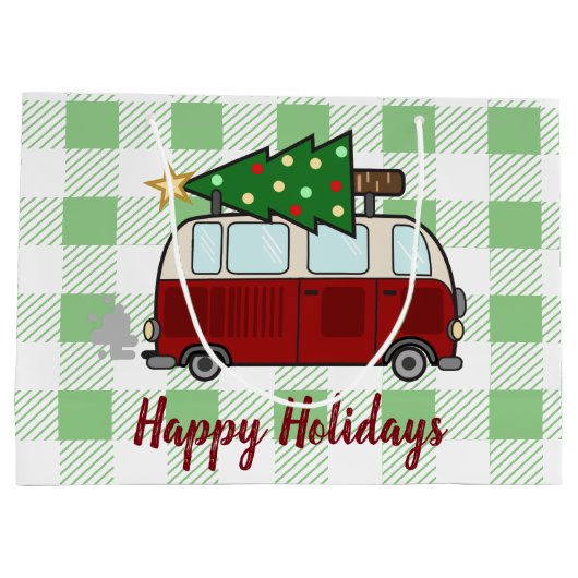 Rustic Happy Camper Kerstmis Groot Cadeauzakje (Achterkant)