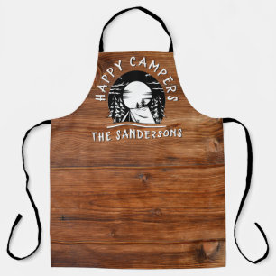 Rustic Happy Campers Familienaam Tent Pine Trees Schort