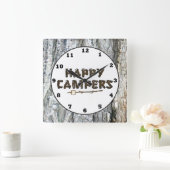 Rustic Happy Campers-wandklok Vierkante Klok (Huis)