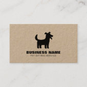 Rustic Happy Dog Silhouette Logo Pet Service Kraft Visitekaartje (Voorkant)