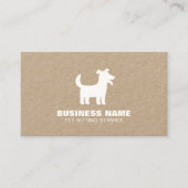 Rustic Happy Dog White Silhouette Logo Pet Service Visitekaartje (Voorkant)