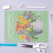 Rustic Happy Easter Basket of Flowers Eggs Tissuepapier (Craft)