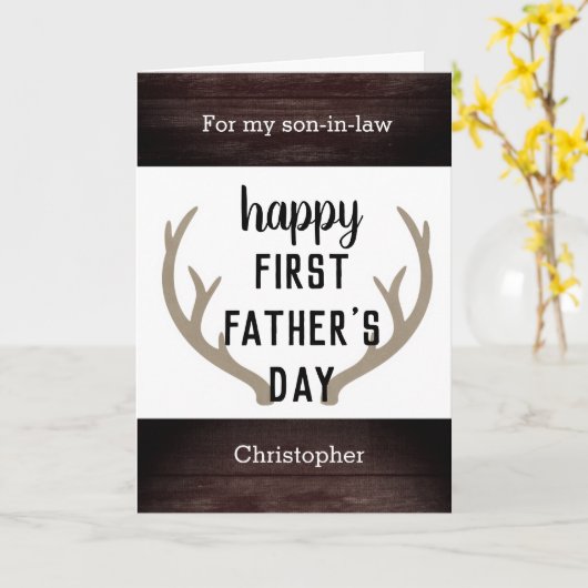 Rustic Happy First Vaderdag schoonzoon Kaart (Gele Bloem)