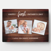 Rustic Happy First Vaderdag Wooden 3 Foto Fotoplaat (voorkant)