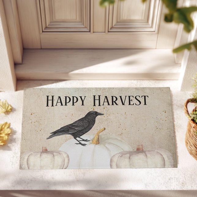 Rustic Happy Harvest Pumpkin Deurmat (Happy Harvest Front Patio Welcome Mat)
