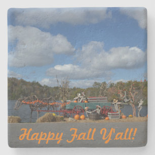 Rustic Happy Herfst Y'all Quote Autumn Festival Stenen Onderzetter