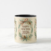 rustic happy new year 2026 coffee mug mok (Midden)