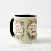 rustic happy new year 2026 coffee mug mok (Voorkant links)
