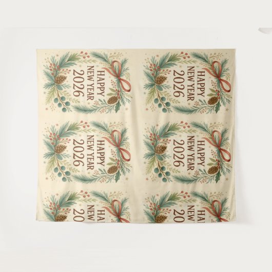 rustic happy new year 2026 party backdrop wandkleed (Voorkant (horizontaal))