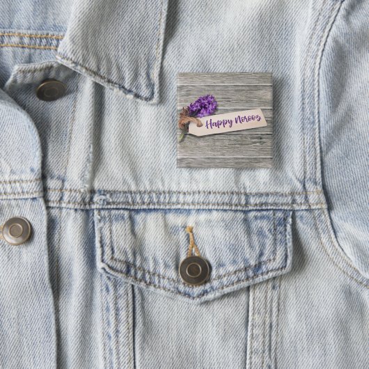 Rustic Happy Norooz Hyacinth - Button (In situ)