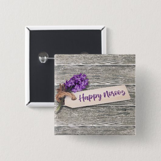 Rustic Happy Norooz Hyacinth - Button (Voorkant /achterkant)