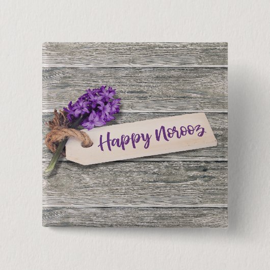 Rustic Happy Norooz Hyacinth - Button (Voorkant)