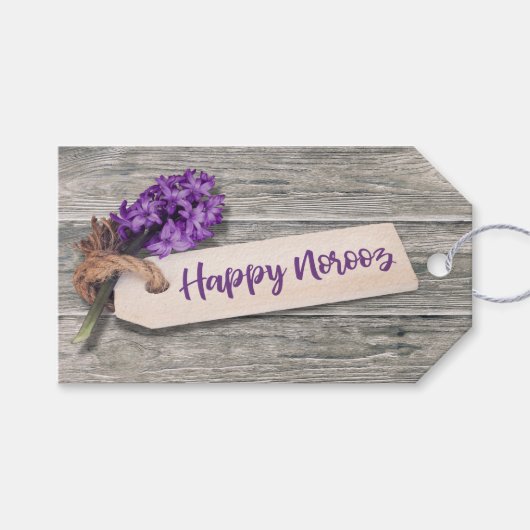 Rustic Happy Norooz Hyacinth - Gift Label Cadeaulabel (Voorkant (Horizontaal))