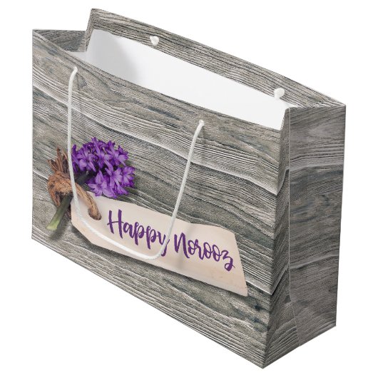 Rustic Happy Norooz Hyacinth - Large Gift Bag Groot Cadeauzakje (Voorkant Gekanteld)