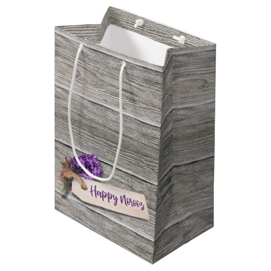 Rustic Happy Norooz Hyacinth - Medium Gift Bag Cadeauzakje (Voorkant Gekanteld)