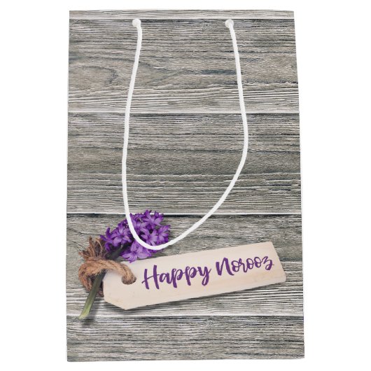 Rustic Happy Norooz Hyacinth - Medium Gift Bag Medium Cadeauzakje (Voorkant)