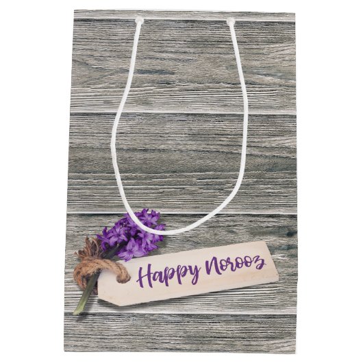 Rustic Happy Norooz Hyacinth - Medium Gift Bag Medium Cadeauzakje (Achterkant)