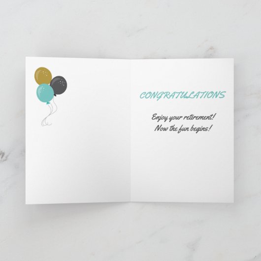 Rustic Happy Retirement Blue Balloons Kaart (Binnen)