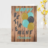 Rustic Happy Retirement Blue Balloons Kaart (Gele Bloem)