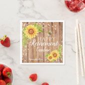 Rustic Happy Retirement Floral Sunflower Servet (Insitu)