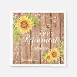 Rustic Happy Retirement Floral Sunflower Servet