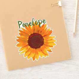 Rustic Happy Sunflower met naam Sticker
