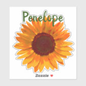 Rustic Happy Sunflower met naam Sticker (Vel)