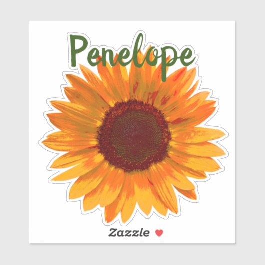 Rustic Happy Sunflower met naam Sticker (Vel)