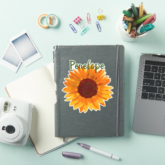 Rustic Happy Sunflower met naam Sticker (iPad Cover)