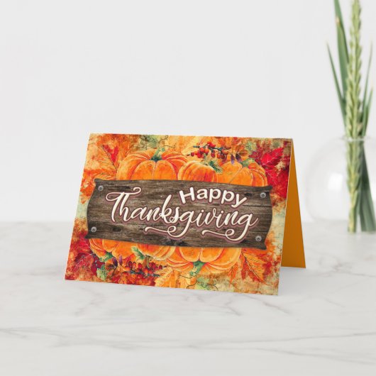Rustic Happy Thanksgiving Feestdagen Kaart (Voorkant)