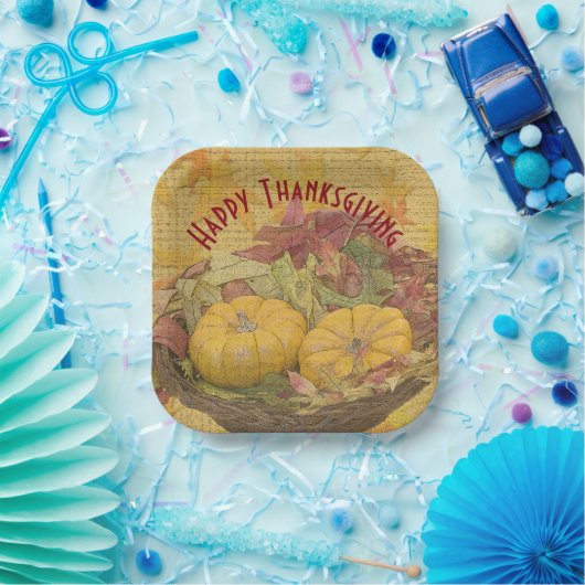 Rustic Happy Thanksgiving-herfst leveert Papieren Bordje (Feest)