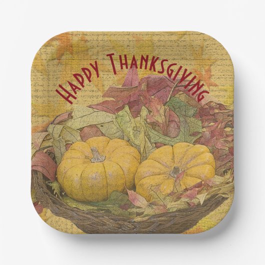 Rustic Happy Thanksgiving-herfst leveert Papieren Bordje (Voorkant)