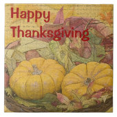 Rustic Happy Thanksgiving-herfst leveert Tegeltje (Voorkant)