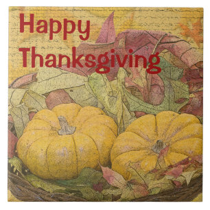 Rustic Happy Thanksgiving-herfst leveert Tegeltje